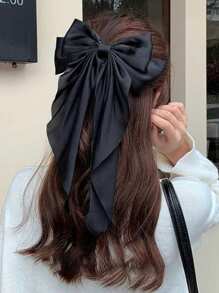 1 Stück hochwertiges neues Haaraccessoire im koreanischen Stil mit großem Schleifenmuster, Einfarbig Satinband und großer Haarspange