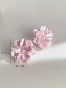 1 对粉色花朵心形耳钉，3D 矢车菊耳环，超甜美温柔珠宝情人节、妈妈、母亲、母亲节、礼物 - 粉色 - 查看 6