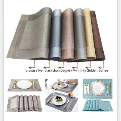 1pc/4pcs/6pcs PVC Placemats, Square Non-Slip Heat Resistant & Fadeless Dining Mats For Home Decoration, Nordic Style Solid Color Table Decoration Coasters For Kitchen, Living Room, Dining Room, And Bedroom