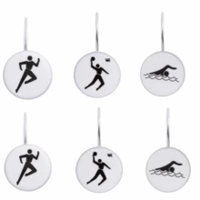 12pcs Sports Series Shower Curtain Hooks - High-End Crystal Clear Round Curtain Rings With Shiny Surface Finish - White - View 2