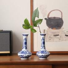 1pc/4pcs/5pcs Chinese Blue And White Porcelain Ceramic Vase, Small Hydroponics Plant Vaser, Handmade Art Craft, Decor For Living Room, Bedroom, Dining Room, Study, Cafe, Great Gift For Friends And Loved Ones On Holidays Gifts Birthday Graduation Home Decor Room Decor Flower Vase Glass Vase