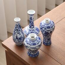 1pc/4pcs/5pcs Chinese Blue And White Porcelain Ceramic Vase, Small Hydroponics Plant Vaser, Handmade Art Craft, Decor For Living Room, Bedroom, Dining Room, Study, Cafe, Great Gift For Friends And Loved Ones On Holidays Gifts Birthday Graduation Home Decor Room Decor Flower Vase Glass Vase