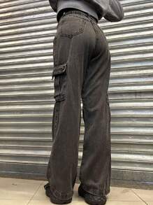 Women Jeans - 深灰色 - 查看 4