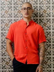 Men Shirts - Burnt Orange - View 5