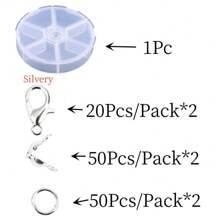 241 piezas/set kit de fabricación de joyas, juego de cierres de langosta, anillos abiertos, terminales, cuentas, caja de set para hacer manualmente pulseras, collares y accesorios