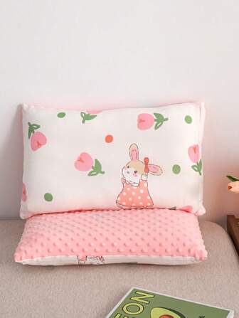 1pc Children's Pillow, Cartoon Pattern Pillowcase Set, Pink Flower Bunny Children's Sleeping Pillow, Girls' Breathable Pillow, With Children's Sleeping Pillow, Pillowcase Removable (1 Pillowcase + 1 Pillow Core), There Will Be Color Difference In Pillows Under Different Lights, And The Patterns On The Pillows Are Not Completely Consistent. Please Place An Order Carefully.