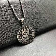 1入正品不鏽鋼薩洛門封印星座吊墜項鍊，男性時尚日常飾品
