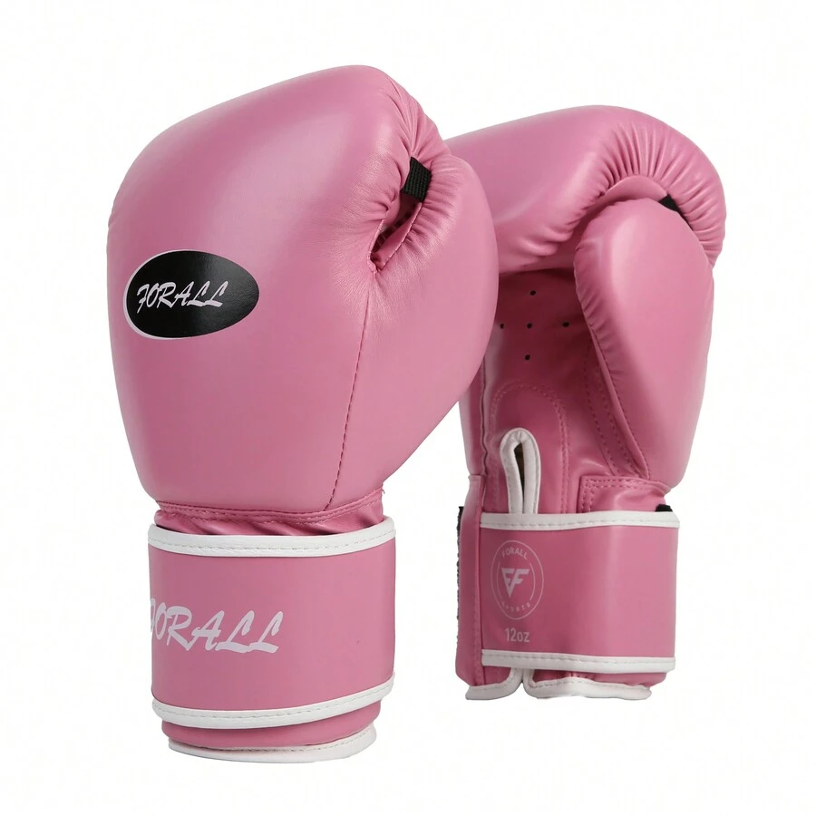 1 Pair 2pcs Professional Weight Pink Women Adult Boxing Gloves, Training & Competition Boxing Gloves, Custom PU Professional Padding - Pink - View 1