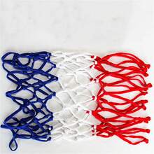 1入紅藍白三色編織籃球網，厚實適用於室內外訓練和比賽，尼龍材質 - 彩色 - 查看 5