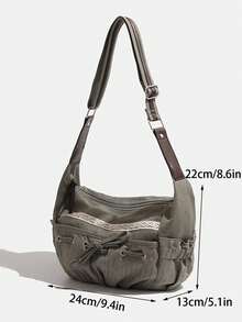 Fashionable Bowknot Shoulder Bag For Women, Large Capacity Canvas Bag With Ballet Style - Grey - View 3