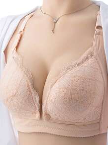 1 pieza Elegante Sujetador de lactancia con encaje para maternidad - Extensible, cómodo y fácil de amamantar, con diseño chic push-up