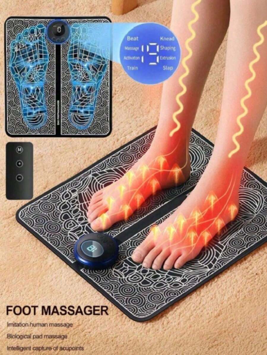 Tapete Eléctrico Masajeador De Pies EMS Estimulador De Pie Con Pulsos - Negro - Ver 1