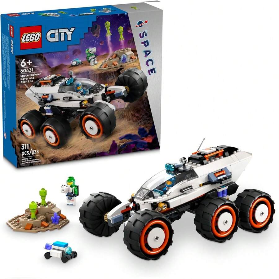 LEGO 城市太空探险家流浪者和外星生命玩具，适合 6 岁及以上男孩和女孩的太空礼物，带有 2 个迷你人物、机器人和外星人形象，角色扮演 STEM 玩具，60431，圣诞礼物 - 1色 - 查看 1