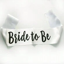 Bride & Bridesmaid 7pcs Black Text On White Cloth Set; 1 Bride Piece & 6 Bridesmaid Pieces