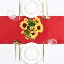 12pcs/1pc Smooth And Elegant Satin Tablecloth, Suitable For Parties, Birthdays, Weddings, Hospitality, Home, Kitchen, Chair Sash Decoration