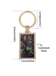 個性化彩色照片寶石鑲嵌方形鑰匙扣，適用於父親節、母親節、情人節、生日、週年慶、聖誕節、畢業禮，家庭和朋友的高端禮物。 - 銀色 - 查看 2