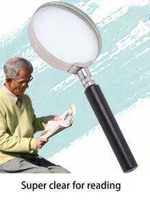 1pc Metal Frame Glass Lens Handheld Magnifying Glass, Suitable For Reading