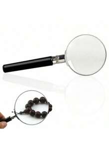 1pc Metal Frame Glass Lens Handheld Magnifying Glass, Suitable For Reading