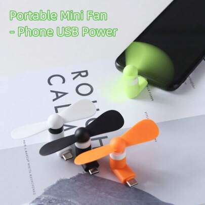 1pc Mini Handheld Phone Fan, TPE Soft Silicone Fan, Non-Harmful, Creative Type-C/ USB Powered Portable Desktop Disassembly Travel Cooling Fan, No Battery Needed