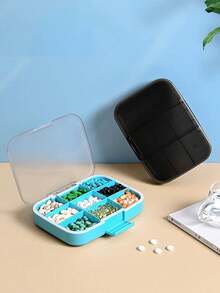 1入組高容量9格ABS藥盒，密封半透明矩形儲存盒，適用於存放 - 彩色 - 查看 6