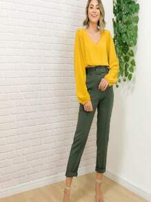 Women Pants - 墨綠色 - 查看 1