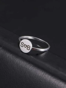Personalized Stainless Steel Heart/Round Shaped Ring Customized With Name/Date, Unisex Commemorative Gift For Friends