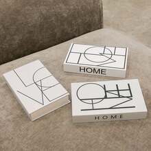 1 pieza Estilo INS inglés, decoración minimalista moderna en blanco y negro para el hogar, adorno de libro de imitación para habitación de modelo o despacho, mejor regalo - Multicolor - Ver 4