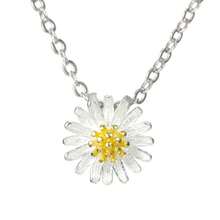 1個925純銀3D雛菊花吊墜項鍊，適合女性夏季日常佩戴