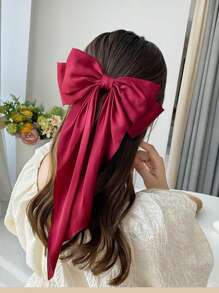 1 Stück hochwertiges neues Haaraccessoire im koreanischen Stil mit großem Schleifenmuster, Einfarbig Satinband und großer Haarspange