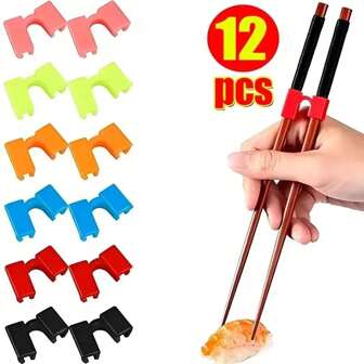 12/1 件可重复使用筷子辅助器训练中国筷子架儿童初学者训练者或学习者厨房餐具圣诞礼物
