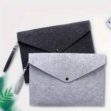 1pc Felt File Bag A4 Document Bag Handheld Laptop Storage Bag Office File Organizer - Multicolor - View 5