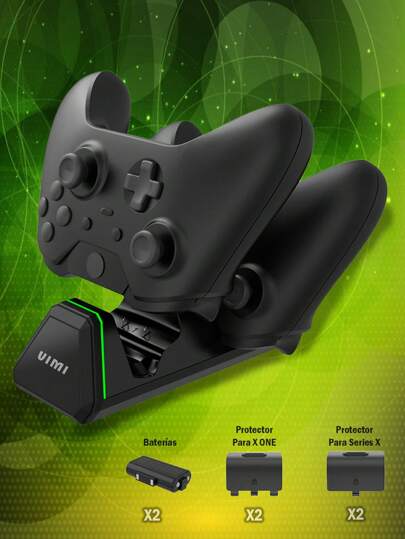 Base De Carga Doble Con 2 Baterías y 4 Tapas Para Controles De Xbox One/Series X|S