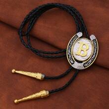 1 件 U 型马蹄形婚礼派对领带，字母 A 到 Z 领带，男士西部时尚街头项链牛仔领带，理想礼物