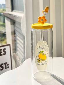 1 cốc thủy tinh có ống hút, cốc đôi cực kỳ hấp dẫn, cốc nước dung tích lớn 600ml, cốc cà phê di động cho phụ nữ, cốc mùa hè - hình dạng - Xem 5