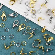 241 piezas/set kit de fabricación de joyas, juego de cierres de langosta, anillos abiertos, terminales, cuentas, caja de set para hacer manualmente pulseras, collares y accesorios