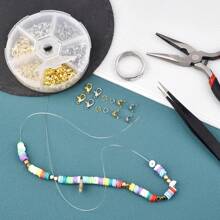 241 piezas/set kit de fabricación de joyas, juego de cierres de langosta, anillos abiertos, terminales, cuentas, caja de set para hacer manualmente pulseras, collares y accesorios