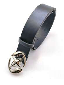 1pc Hollow Out Elliptical Star Moon Waist Belt, Black Casual PU Belt, Punk Style For Jeans