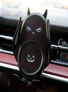 Soporte para teléfono móvil en rejilla de ventilación del coche, soporte para teléfono celular universal con gancho de murciélago de dibujos animados mejorado para navegación - Negro - Ver 1