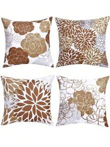 1 Vỏ Gối In Hoa Và Lá, Vỏ Gối Vuông INS Phong Cách Nông Thôn, Dành Cho Gia Đình Hàng Ngày, Ghế Sofa Phòng Khách, Phòng Ngủ, Bộ Chăn Ga Gối Trang Trí Gối Thắt Lưng, Không Bao Gồm Lõi Gối - Vàng - Xem 5