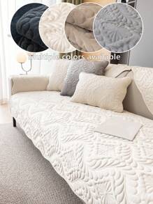 1pc Embroidered Holland Velvet Sofa Cover, Countryside Style Sofa Cushion, Four Seasons Universal Dust & Scratch Proof Sofa Slipcover
