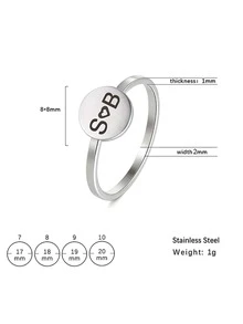 Personalized Stainless Steel Heart/Round Shaped Ring Customized With Name/Date, Unisex Commemorative Gift For Friends