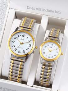 Ensemble de 2 montres rondes à cadran numérique en alliage avec mouvement à quartz pour couples, meilleur cadeau pour lui/elle