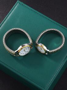 Ensemble de 2 montres rondes à cadran numérique en alliage avec mouvement à quartz pour couples, meilleur cadeau pour lui/elle