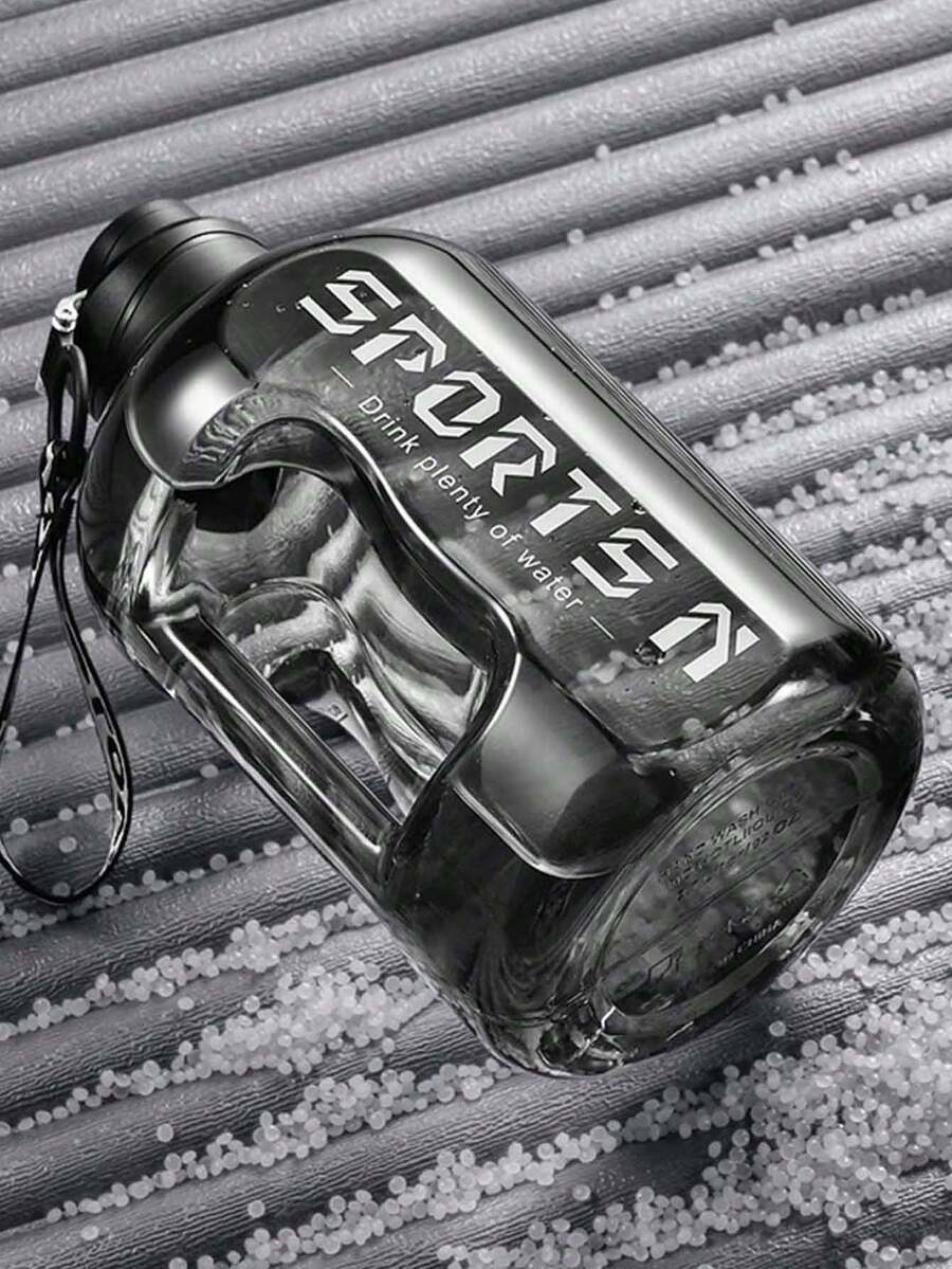 Yuke 黑色 -1.7升大容量吸管大肚量杯運動水壺，桶形水桶，學生便攜式塑料太空杯 - 黑色 - 查看 1