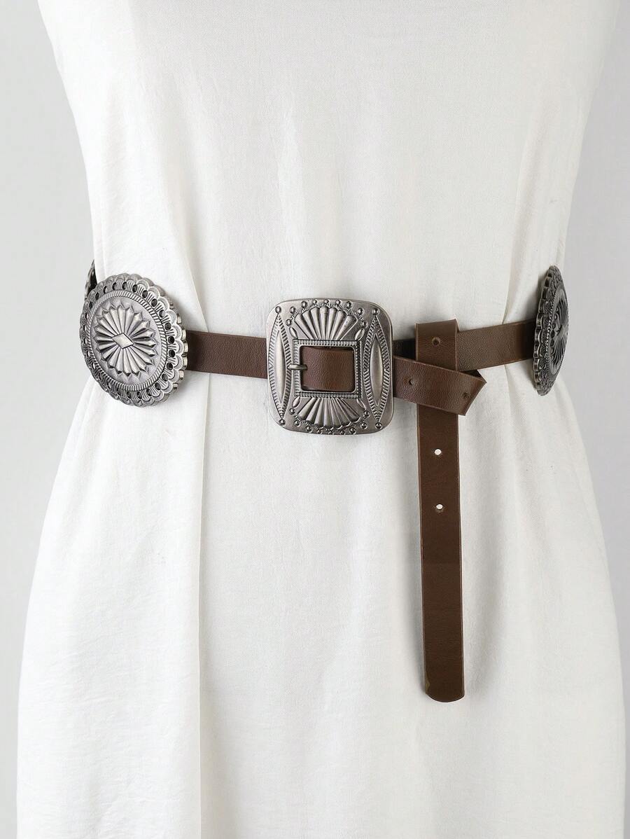 1pc Women's European And American Bohemian Vintage Belt, Decorative Waistband For Dresses, Fashionable And Slimming Hip Waist Belt Halloween Summer, School Fall, Autumn, Halloween