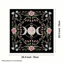 1pc Triple Moon Altar Cloth, Altar Cloth, Tarot Cloth, Flower Wiccan Tarot Mat Decor, For Witchy Cottage Core - Multicolor - View 7