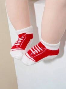 6 Pairs Baby Spring/Summer Sports Shoes Laces Socks, Soft/Breathable/Comfortable, Suitable For Daily Casual Wear, Independent Day Elements - Multicolor - View 4