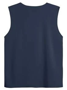 Boyfriend Style Men Geo Print Outdoor Fitness Quick-Drying Breathable Sports Tank Top For Summer - Navy Blue - View 3