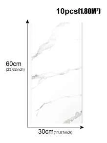 10片/套 1.8㎡ PVC 3D白色大理石纹瓷砖墙贴，防水防潮，厨房浴室装饰墙板 - 白色 - 查看 5