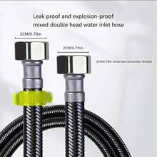 1pc 4ft Extended Flexible Hose Hot & Cold Water Inlet Pipe Connector With High-Pressure Explosion-Proof Metal Braided Inlet Hose For Water Heater - Black - View 1